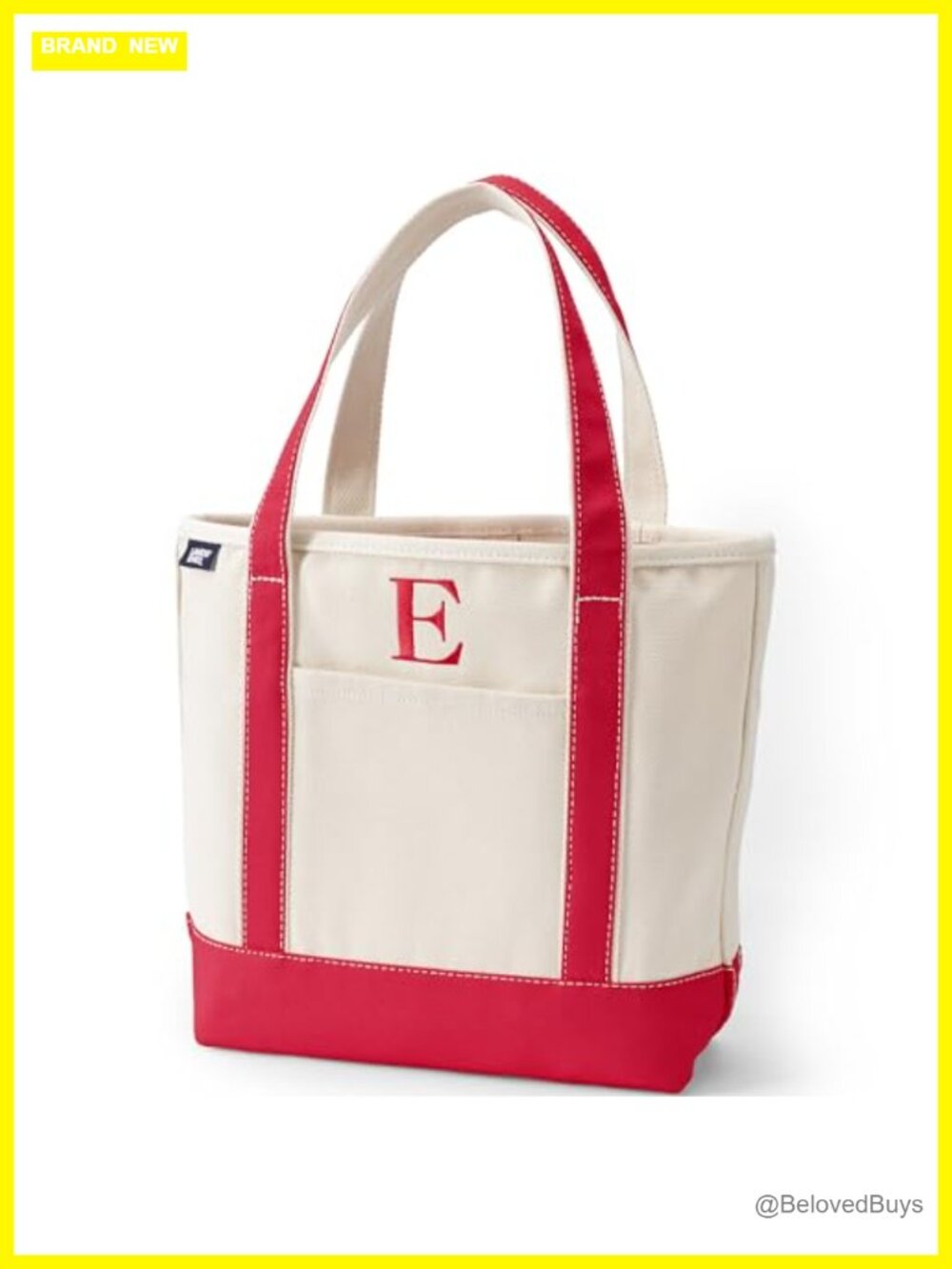 Pre-Monogrammed Canvas Tote Bag with Pockets